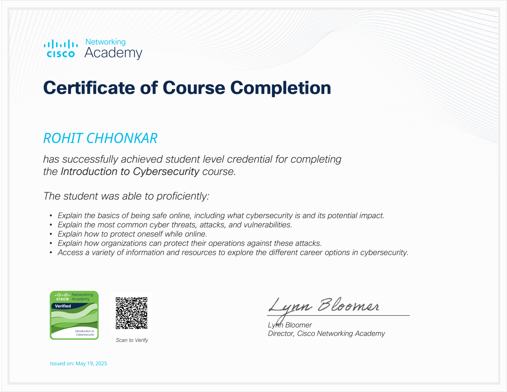 Introduction to Cybersecurity Certificate