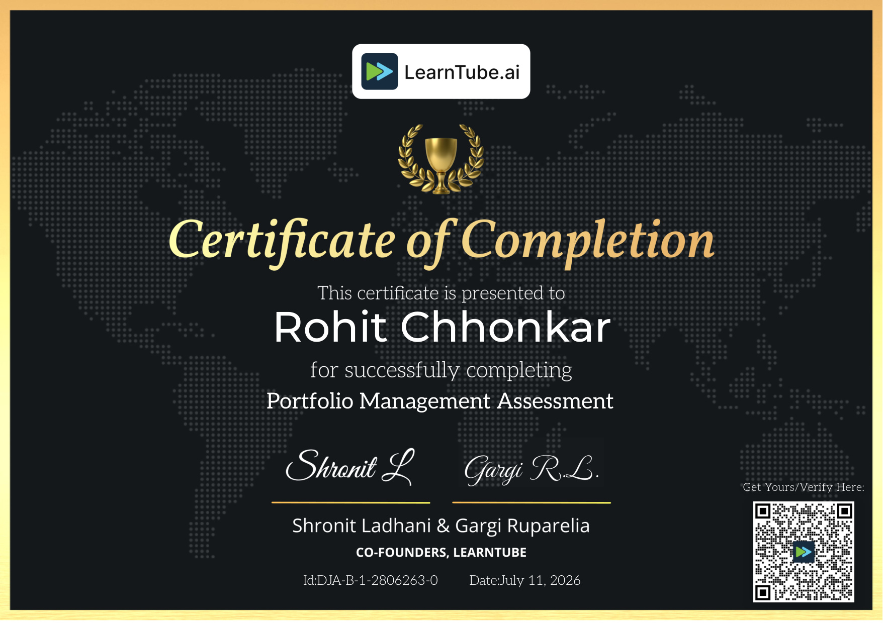 Portfolio Management Assessment Certificate