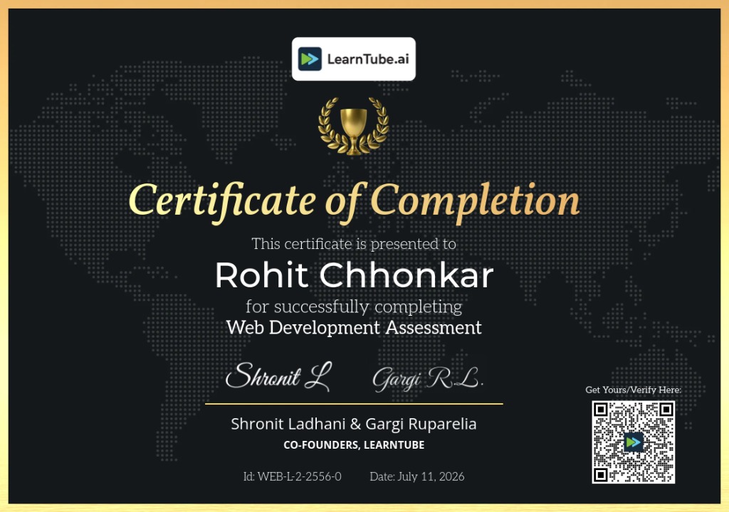 Web Development Assessment Certificate